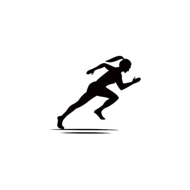Vettore disegno del logo della siluetta dell'atleta in esecuzione della donna femminile
