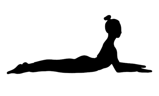 Female yoga pose in cartoon shadow flat style