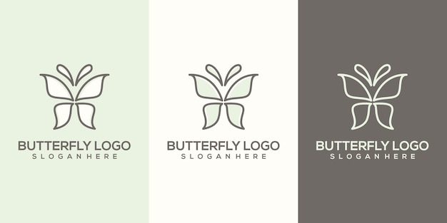 フェミニム抽象的な蝶のロゴのテンプレート