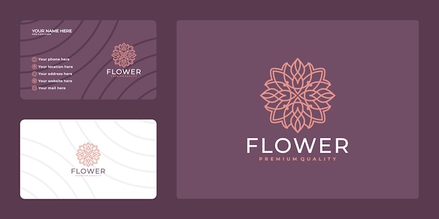 Feminine beauty flower logo. luxury design and business card