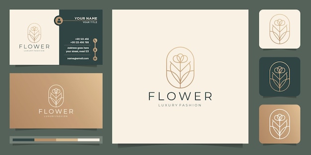 Feminine beauty flower logo with frame design luxury flower logo fashion shop minimalist floral