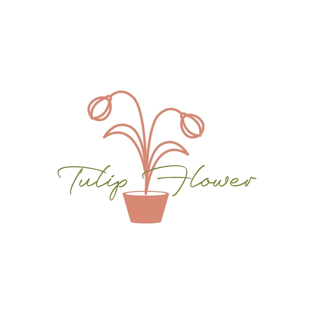 Feminine beauty flower tulip with pots logo design