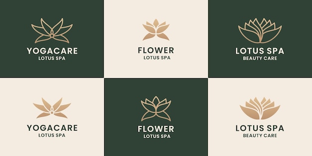 Feminine beauty lotus flower logo design bundle