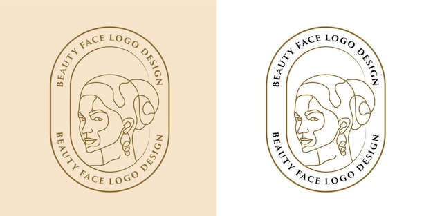 Feminine beauty woman face minimalist line art hand drawn logo