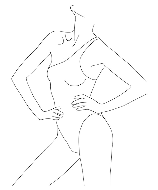 Feminine body shapes A girl in a swimsuit of one line