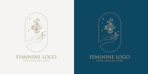 Женская коллекция логотипов в стиле бохо с ручным цветком