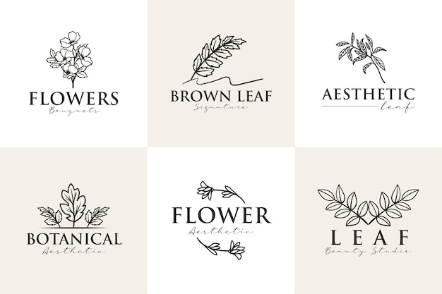 feminine botanical aesthetic beauty logo template