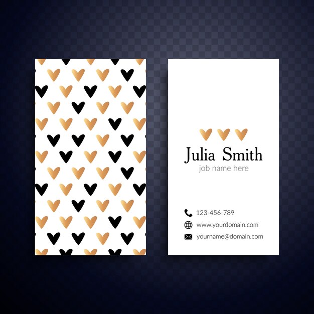 Feminine business card with hearts