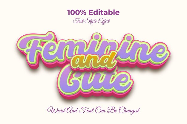 Vector feminine and cute editable text effect template