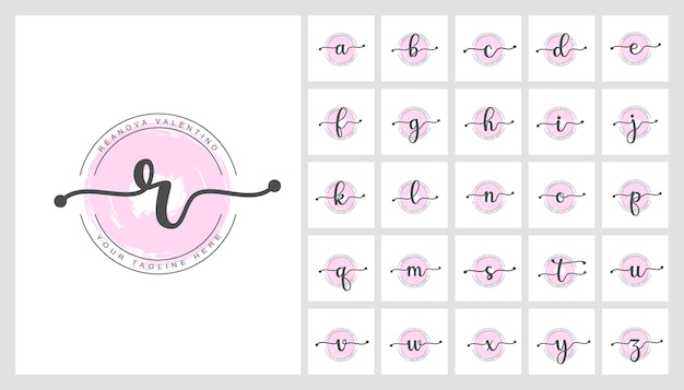 Feminine floral letters logo design template