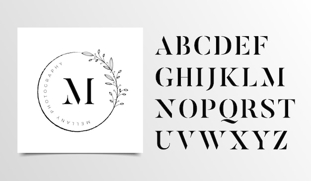 Vector feminine floral letters logo design template