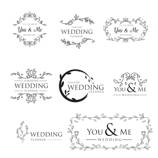 Feminine Floral wedding logo collection