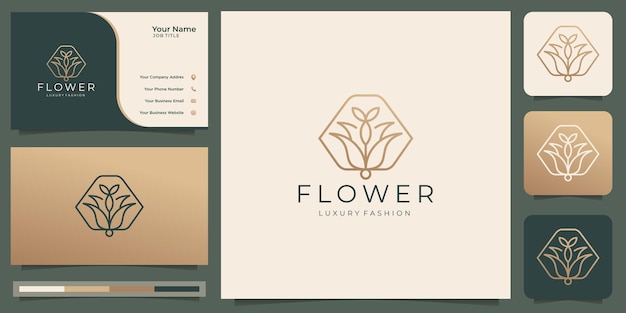 Feminine flower logo. luxury beauty salon,line art, fashion, skin care, cosmetic, yoga and spa.