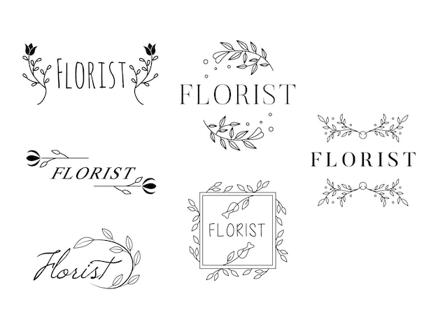 Feminine flower logo templates florist wedding planner