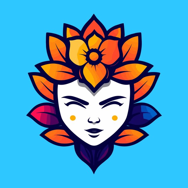 feminine flower woman head vector art