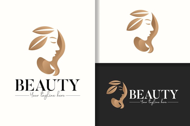 Feminine gold woman with simple natural hair logo template