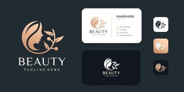 Vector feminine golden beauty skin care logo design spa therapy logo   concept.