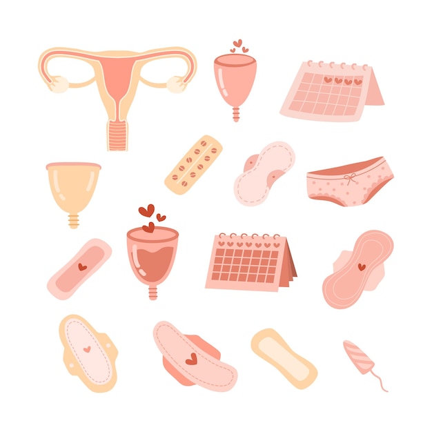 Vector feminine hygiene doodle element vector