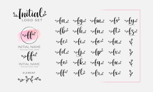 Vector feminine initial letter logo collection. vector illustration