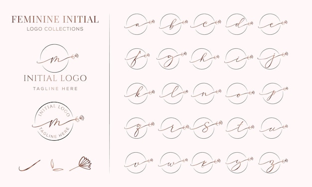 Vector feminine initial letter logo collection. vector illustration