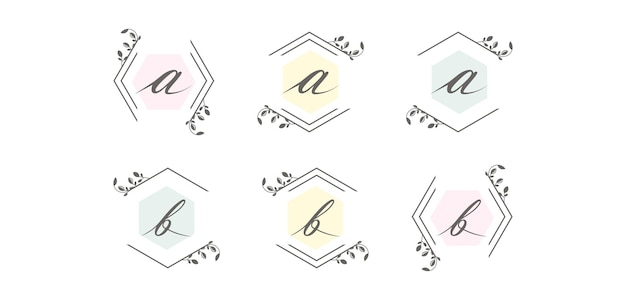 ベクトル 花のフレームのコンセプトのロゴのテンプレートとフェミニンな頭文字aとb