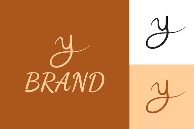 Vector feminine initial y hand drawn logo