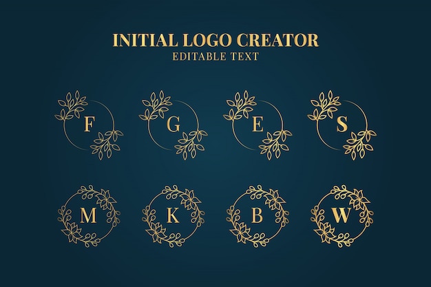 Коллекция логотипов feminine initials logo creator, набор декоративных цветочных начальных логотипов