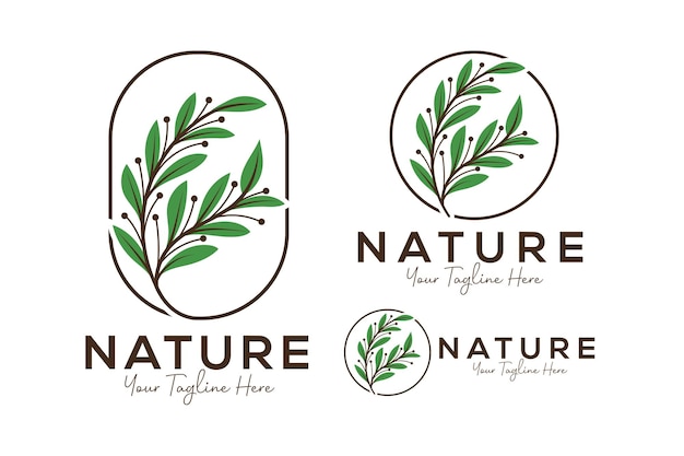 feminine leaf beauty logo template