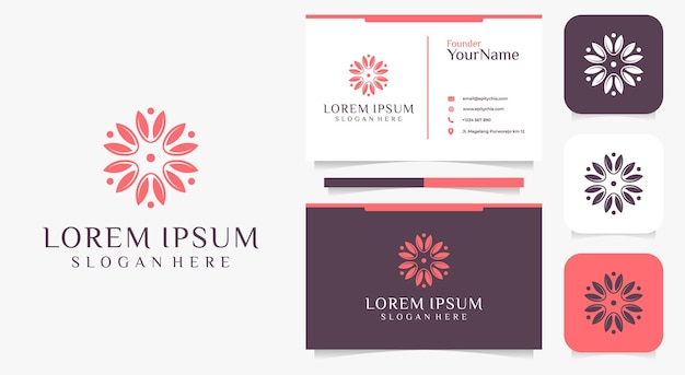 Feminine leaf flower logo set