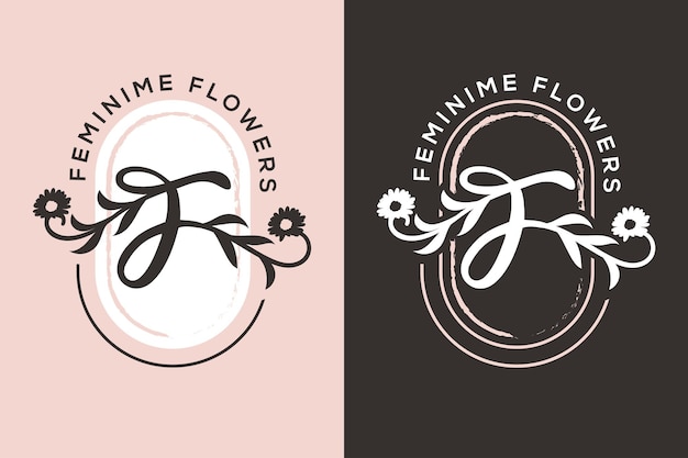 Vector feminine letter f beauty logo template