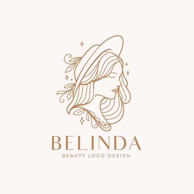 Vector feminine line art beauty woman logo