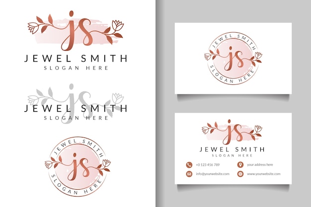 Feminine logo initial js and business card template