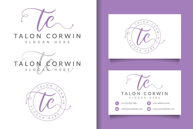 Feminine logo initial tc and business card template