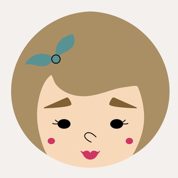 Feminine look abstract personage mascot design funny face cute iconx9