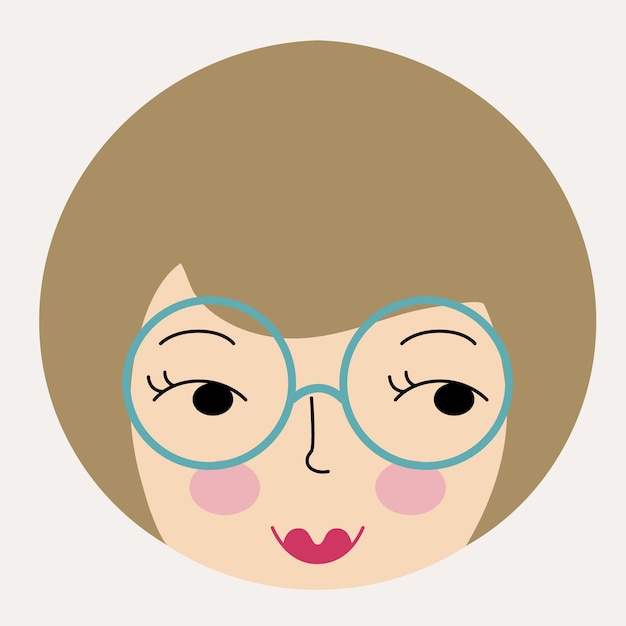 Feminine look abstract personage mascot design funny face cute iconx9