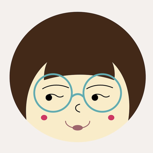 Feminine look abstract personage mascot design funny face cute iconx9