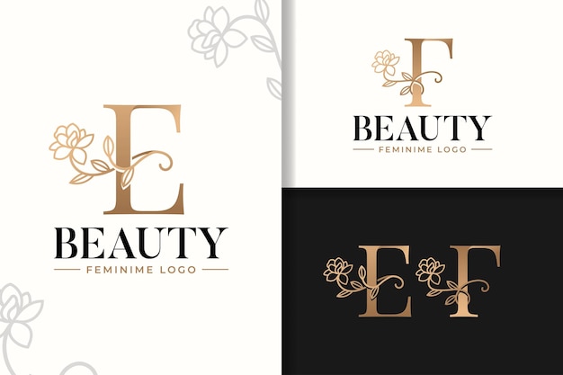 Feminine monogram logo with flower letter e and f