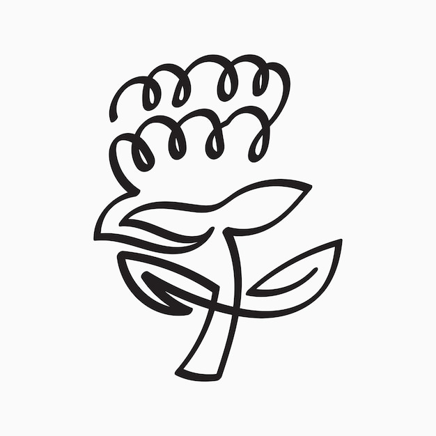 Feminine one line flower logo