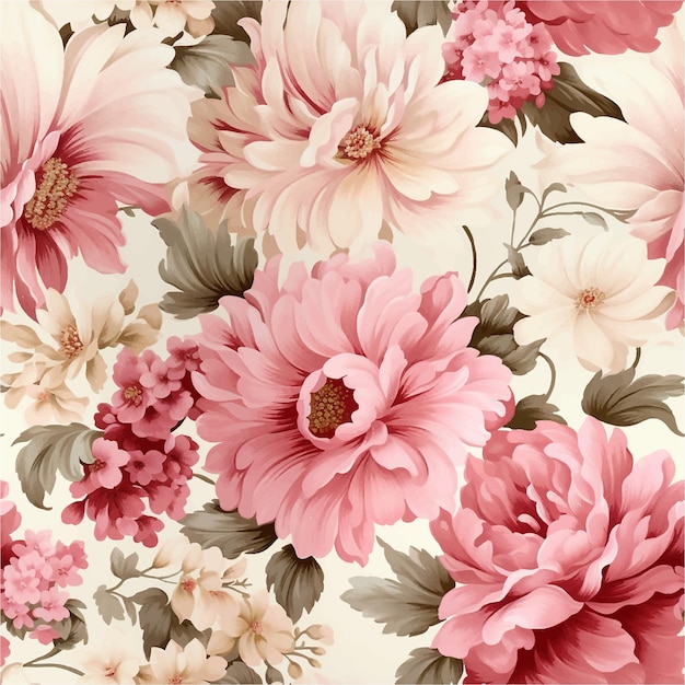 Vettore femminile ornato piastrelle rosa opere d'arte tessile acquerello san valentino tessuto carta da parati petalo bouquet