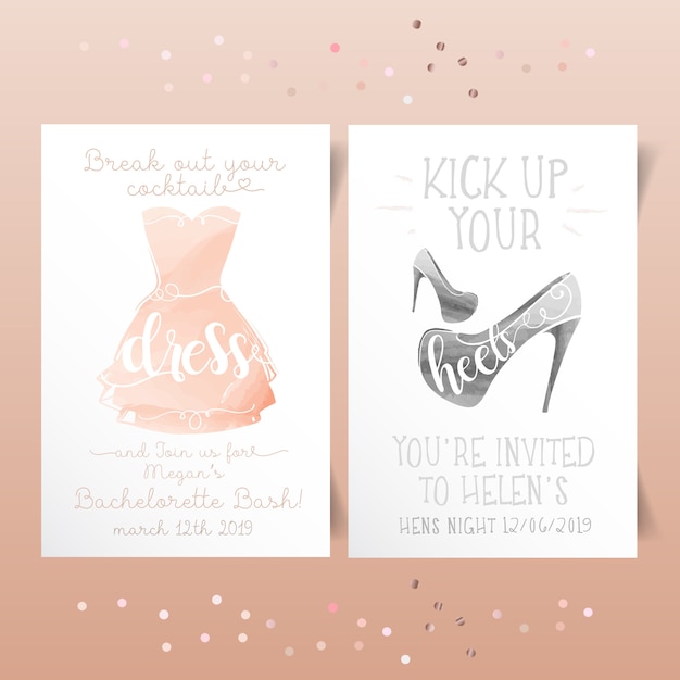 Vector feminine party invitation cards