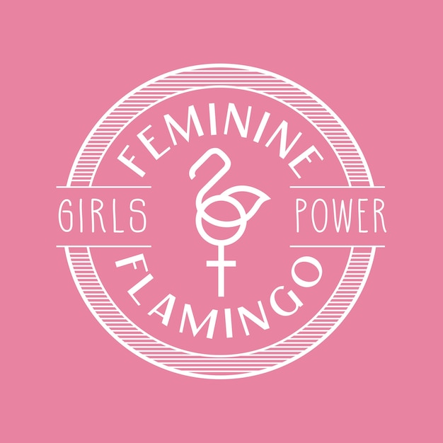 Feminine pink flamingo insignia design