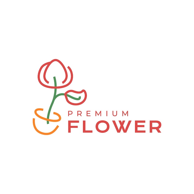 Feminine plant flowers gardening line minimalist simple modern logo design vector