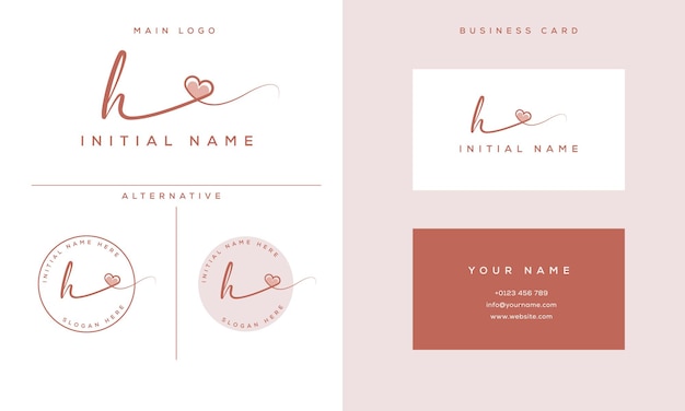 Feminine signature h logo initial