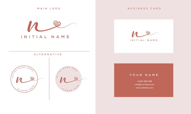 feminine signature n logo initial