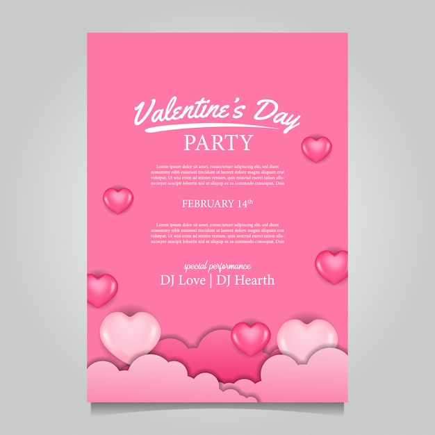 feminine valentine day party poster