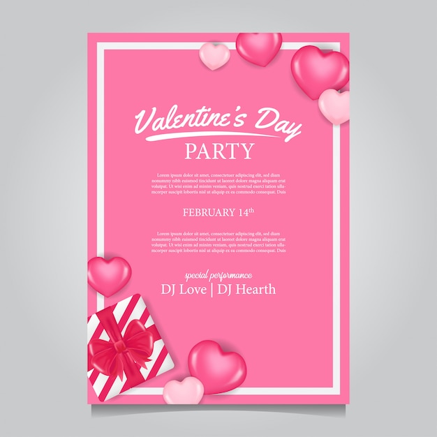 feminine valentine day party poster