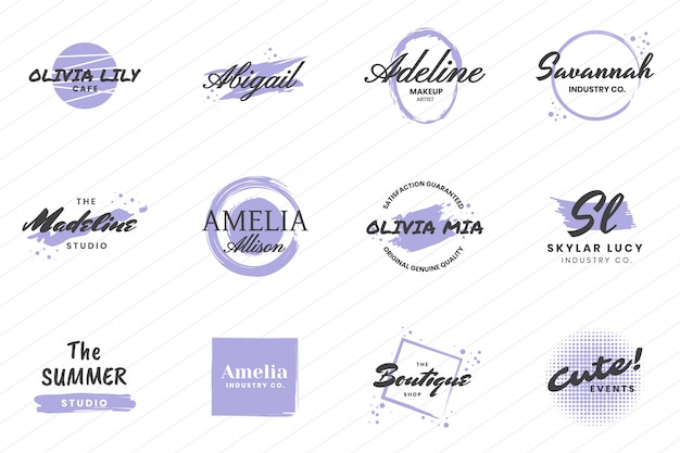 Feminine vintage retro vector logo