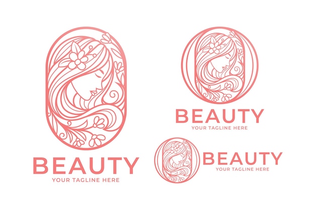 Feminine woman beauty logo design template