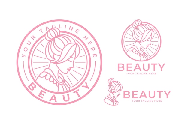 feminine woman beauty logo design template