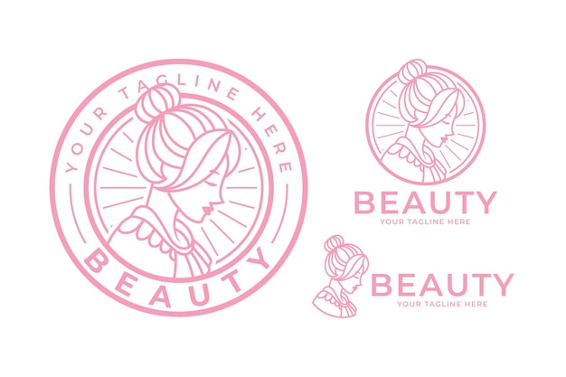 Modello di progettazione del logo di bellezza femminile femminile